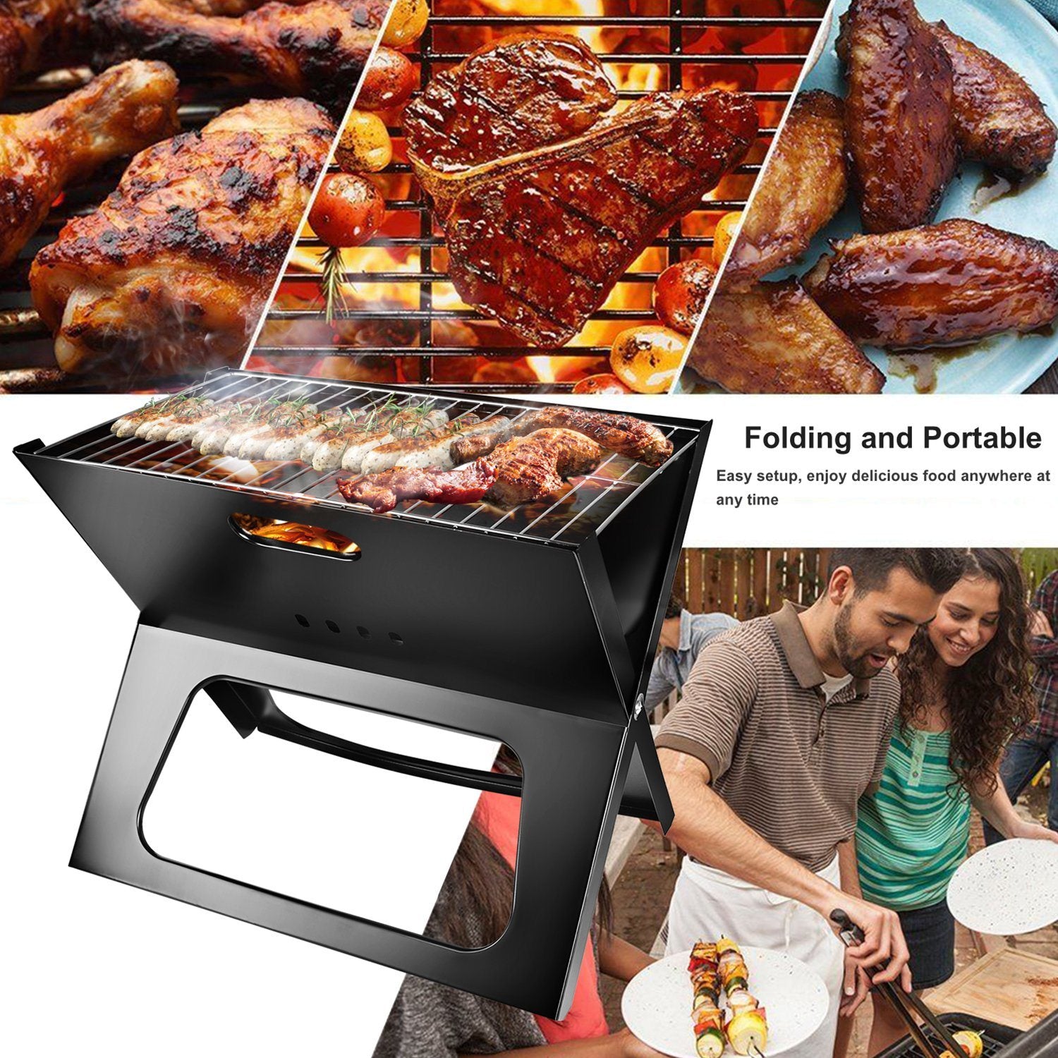 Portable BBQ Barbecue Grill Foldable Charcoal Grill Camping Garden Outdoor Travel Doba